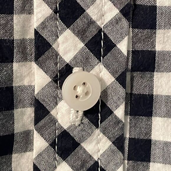 Talbots black and white check cotton classic tab sleeve button shirt 1X - Picture 6 of 12